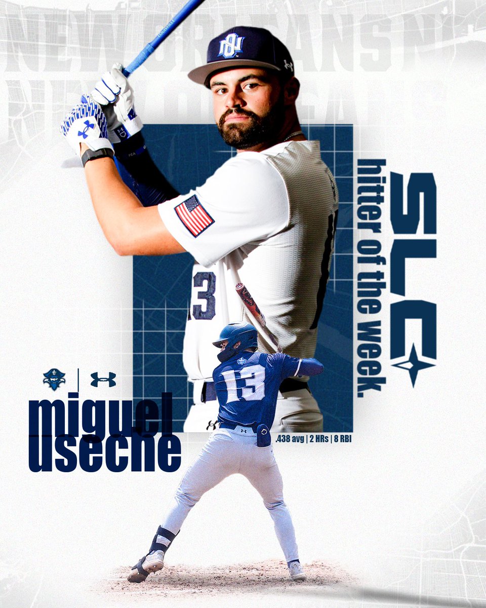 New Orleans Baseball (@privateersbsb) on Twitter photo he's so nice, he did it TWICE. <a href="/miguel_useche13/">Miguel Useche</a> is the <a href="/SouthlandSports/">Southland Conference</a> hitter of the week, AGAIN. 🤙
📰 unoprivateers.com/news/2024/5/14… he's so nice, he did it TWICE. <a href="/miguel_useche13/">Miguel Useche</a> is the <a href="/SouthlandSports/">Southland Conference</a> hitter of the week, AGAIN. 🤙
📰 unoprivateers.com/news/2024/5/14…