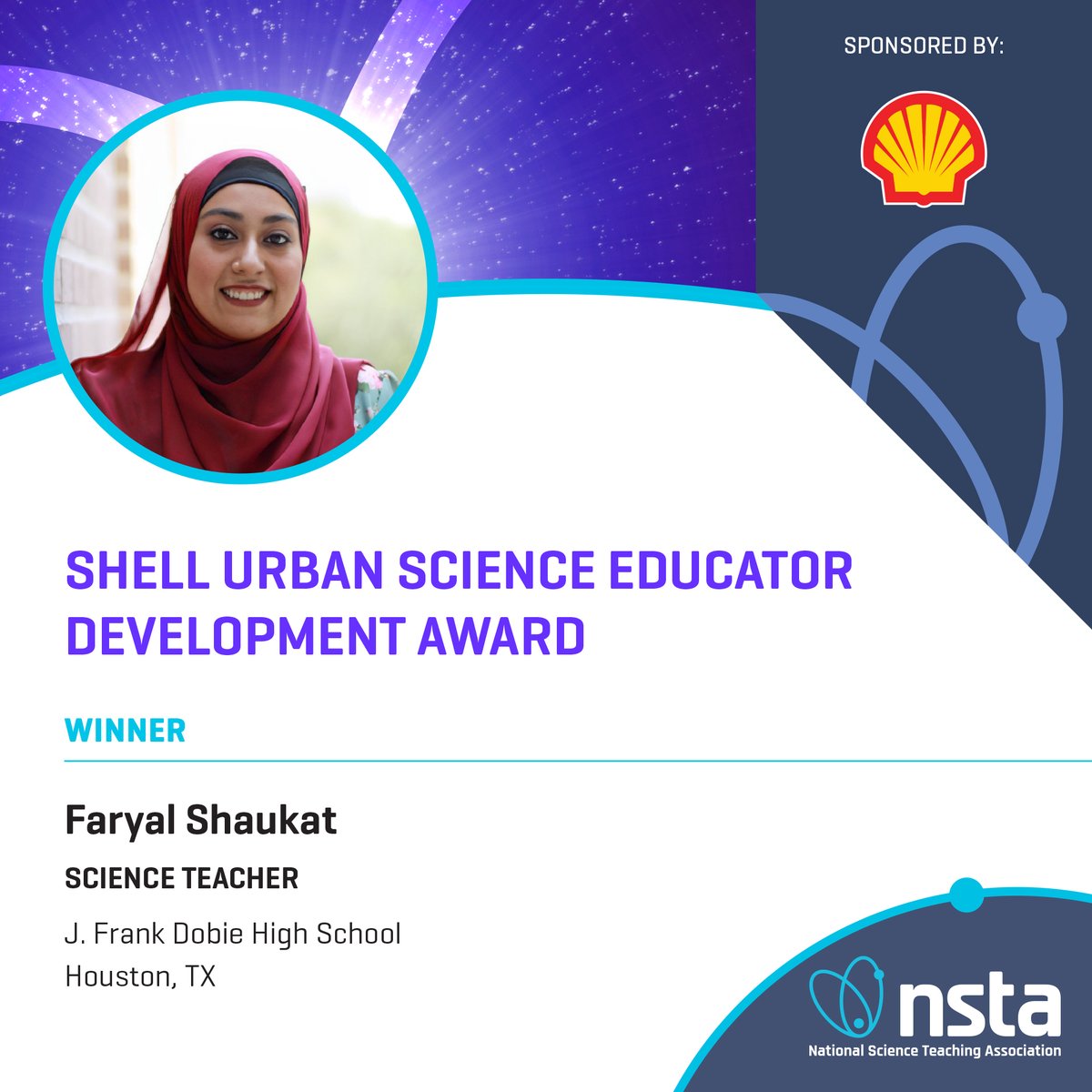 Join #NSTA in celebrating the Shell Urban Science Educator Development Award Winners! The award celebrates diverse educators in pursuit of professional development and serves to increase the science educator talent pool of minority educators. Congrats to all winners and nominees!