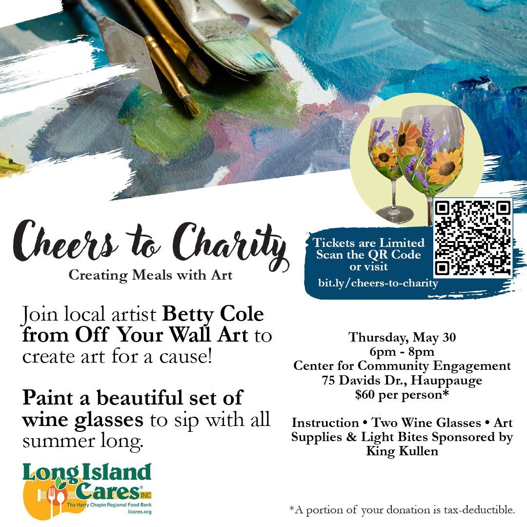 🎨 Paint for a cause with Betty Cole from Off Your Wall Art while supporting Long Island Cares' mission of helping those in need.

📅 May 30th, 6pm-8pm
📍 75 Davids Drive, Hauppauge

Secure your spot here: bit.ly/cheers-to-char…

#LongIslandCares #Paint #ArtForACause