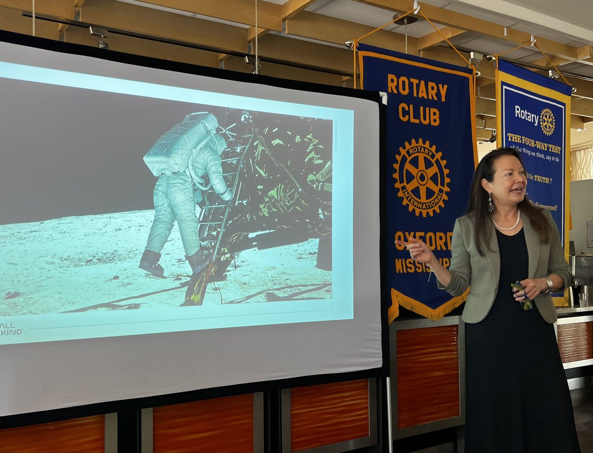 Ctr4AirSpaceLaw's tweet photo. @hanlonesq spoke with the Rotary Club of Oxford, Mississippi today about preserving our #culturalheritage on the Moon. #spacelaw #OneSmallStep https://t.co/XT5lqGNtBq