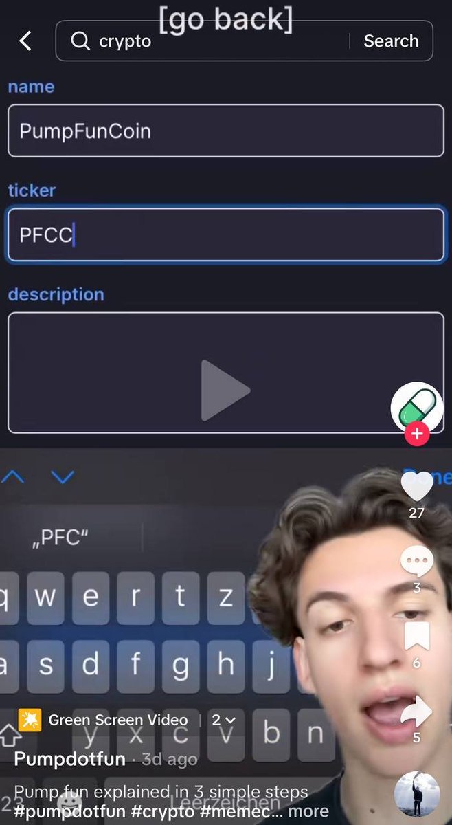 0xbayou's tweet image. *posted this to my tg chat this morning*

it looks like pump.fun has created a tiktok account &amp;amp; has reposted one of the videos to twitter, so i think its legit.

in one of the 3 tiktok videos which are currently public, they are showcasing how to create a new meme…