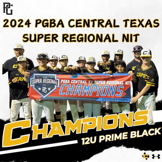 🫡 A SUPER team in a Super Regional Fired up about the progress #CanesSW 12U Prime Black is showing and its hard work was rewarded with 🥇 @perfectgameusa Central Texas Super Regional NIT. Awesome job.