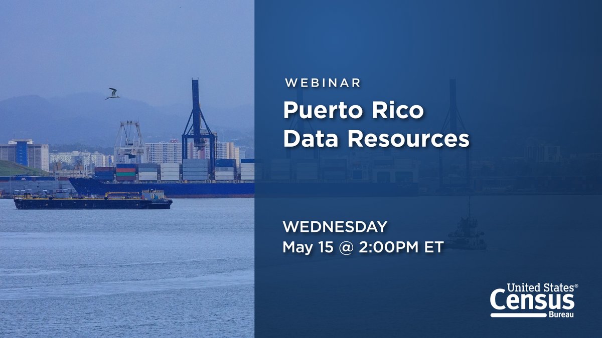 #WebinarAlert! Join our Wednesday #webinar to learn about #PuertoRico data resources. We'll showcase our new experimental data product that features monthly business applications for the U.S. territory and more. ➡️ census.gov/data/academy/w…