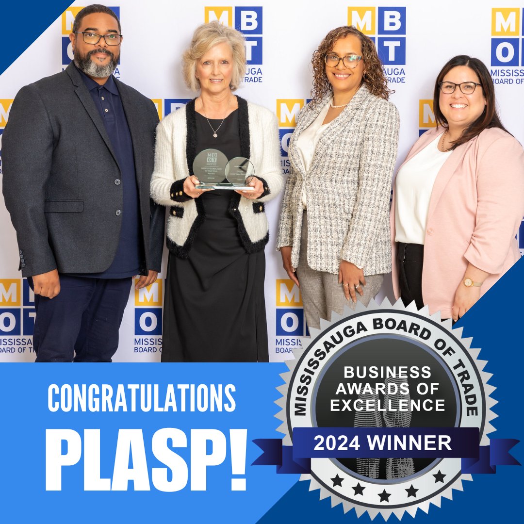 #PLASP is honoured to win the 2024 Mississauga Board of Trade, Business Award of Excellence for Inclusive Employer of the Year! Thank you @MBOTOntario for this recognition and thank you to our tremendous staff for all that you do! #awardwinning #childcareprovider #childcare