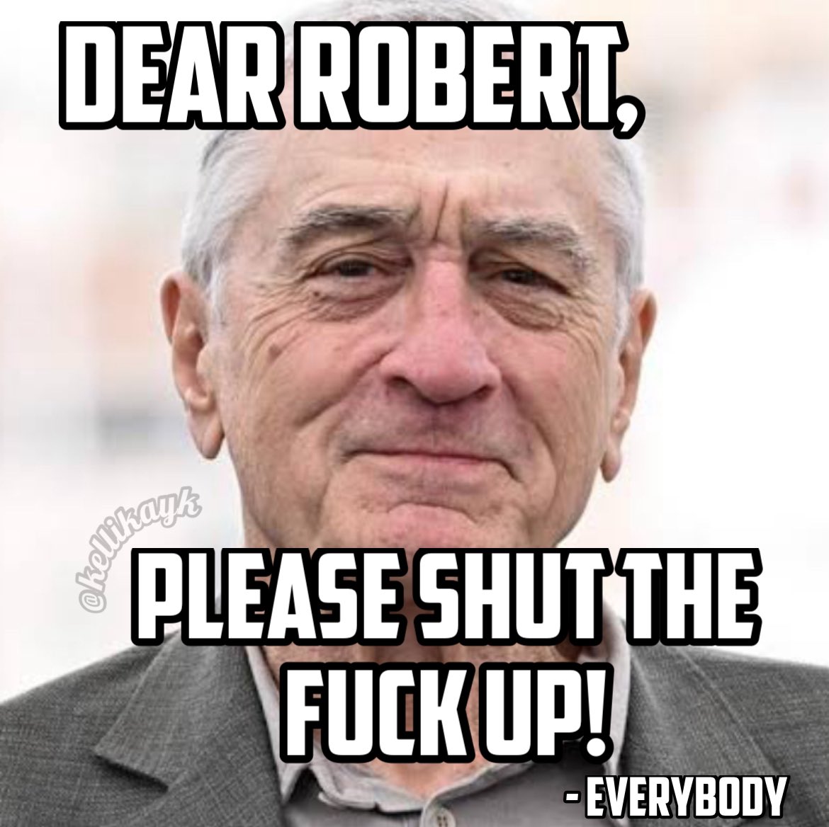 Robert DeNiro said Trump’s slogan should be “fuck America” and his supporters are filled with hate 🧐 Who wants Robert to shut the fuck up? 😂😂