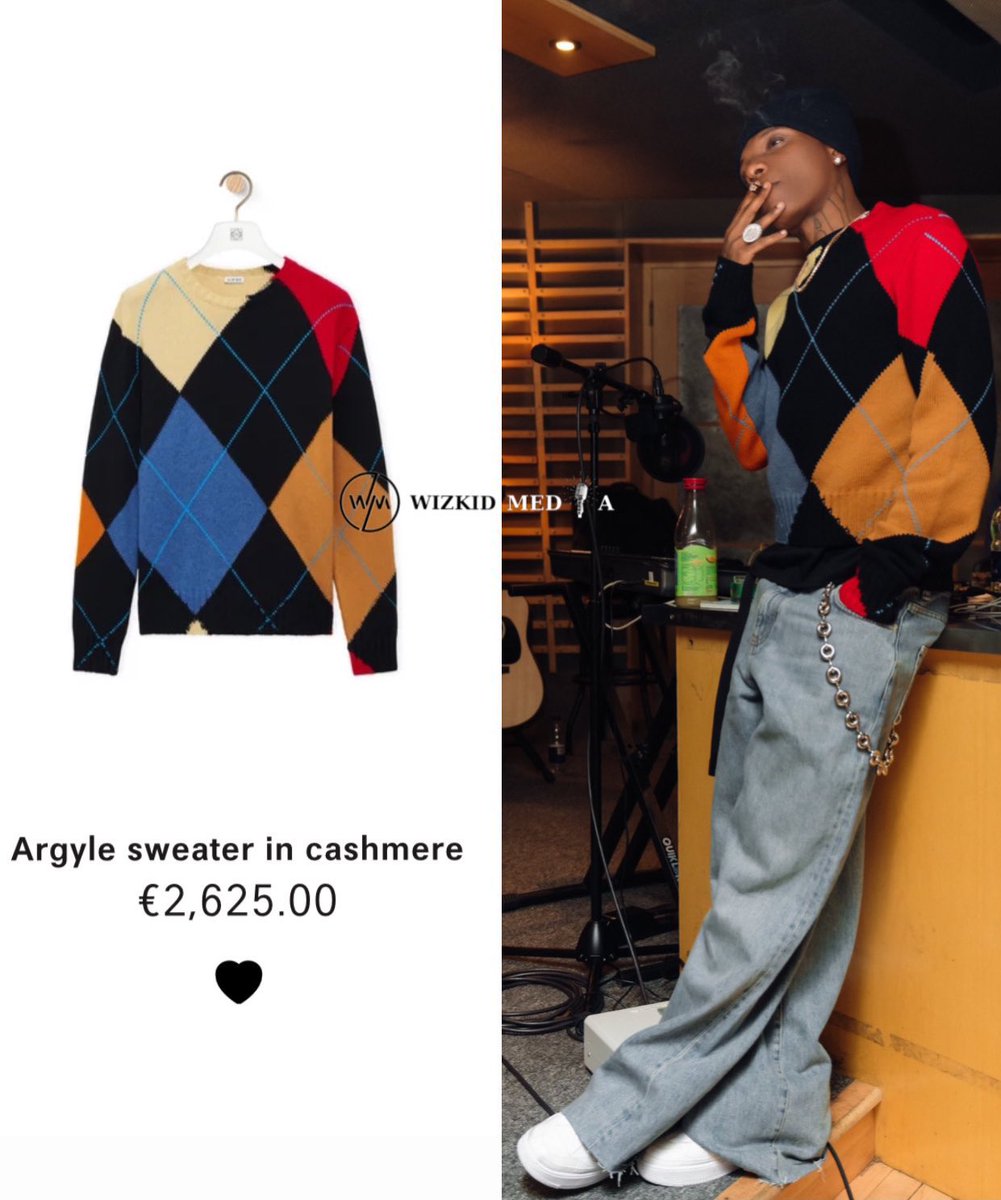 Wizkid’s Loewe Argyle sweater Costs = €2,625 Naira = 4,252,500 Million