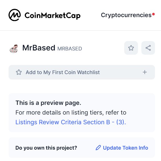 It's official. We got our @CoinMarketCap listing before launch up and running! #CryptoNews #Coinbase #BASEChain #BTC  #Ethereum
