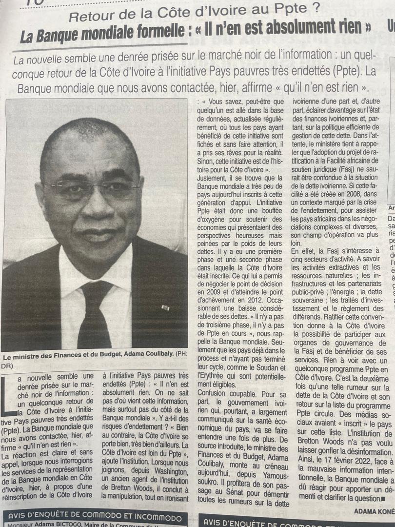 #Non, la Côte d’Ivoire n’est pas un Pays Pauvre Très Endetté (PPTE) La Côte d’Ivoire, première puissance économique de la zone UEMOA, présente dans un contexte international difficile, des perspectives économiques positives c’est pourquoi notre pays a été classé par la Banque