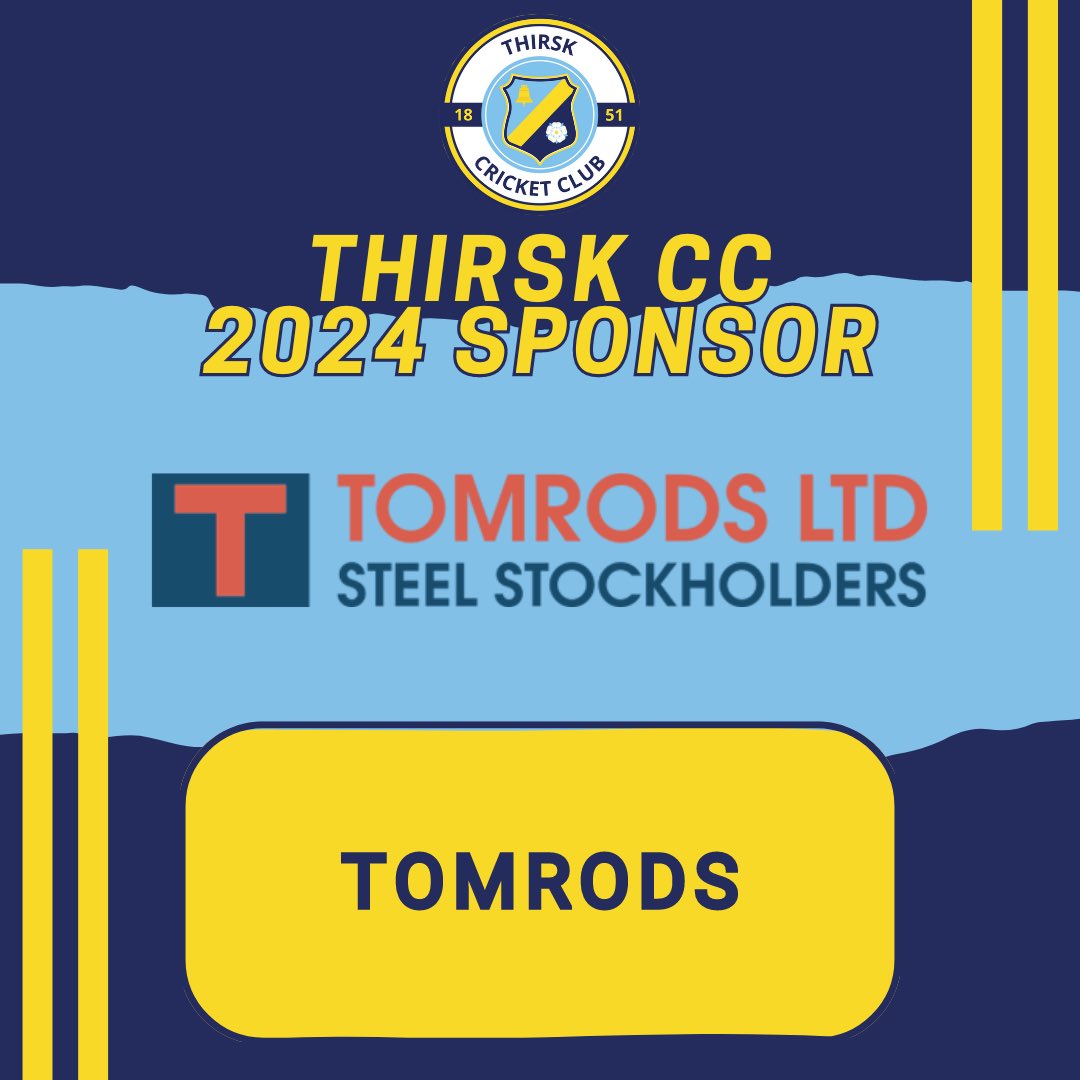 Thank you to Tomrods for sponsoring Thirsk CC for the 2024 season! Tomrods Ltd are new sponsors of the club and we are grateful for their contribution to helping us provide cricket in the community! Check out their website tomrods.co.uk #WeAreThirsk