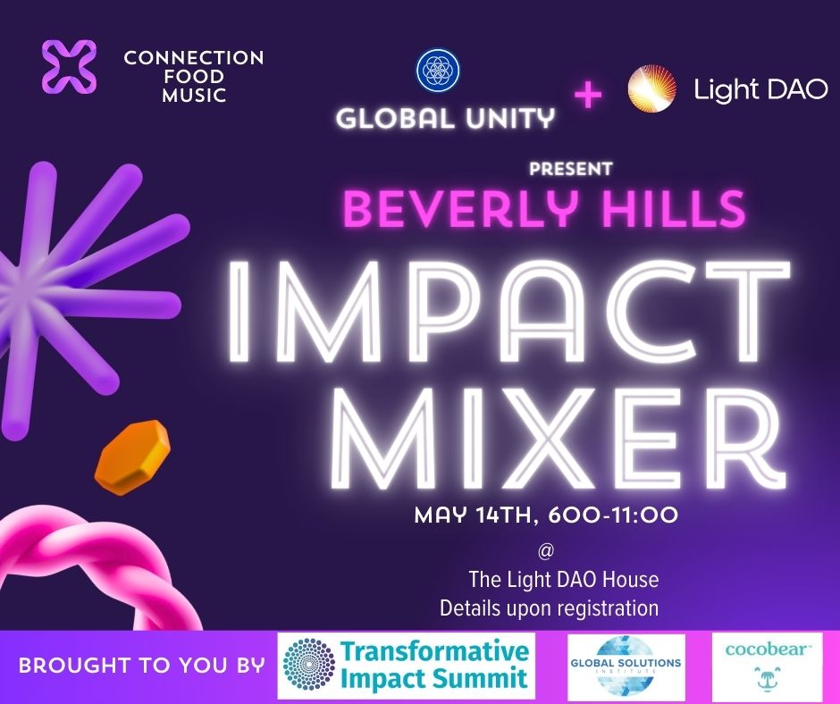 We are proud to partner with <a href="/WeAreLightDao/">Light DAO</a>  to bring you the first Beverly Hills Impact Mixer!

If you know impact-focused people in the LA area, spread the word. lu.ma/rbw0u781

Thanks to @formativeimpact #globalsolutionsinstitute and <a href="/cocobearorganic/">Cocobear</a> for their support