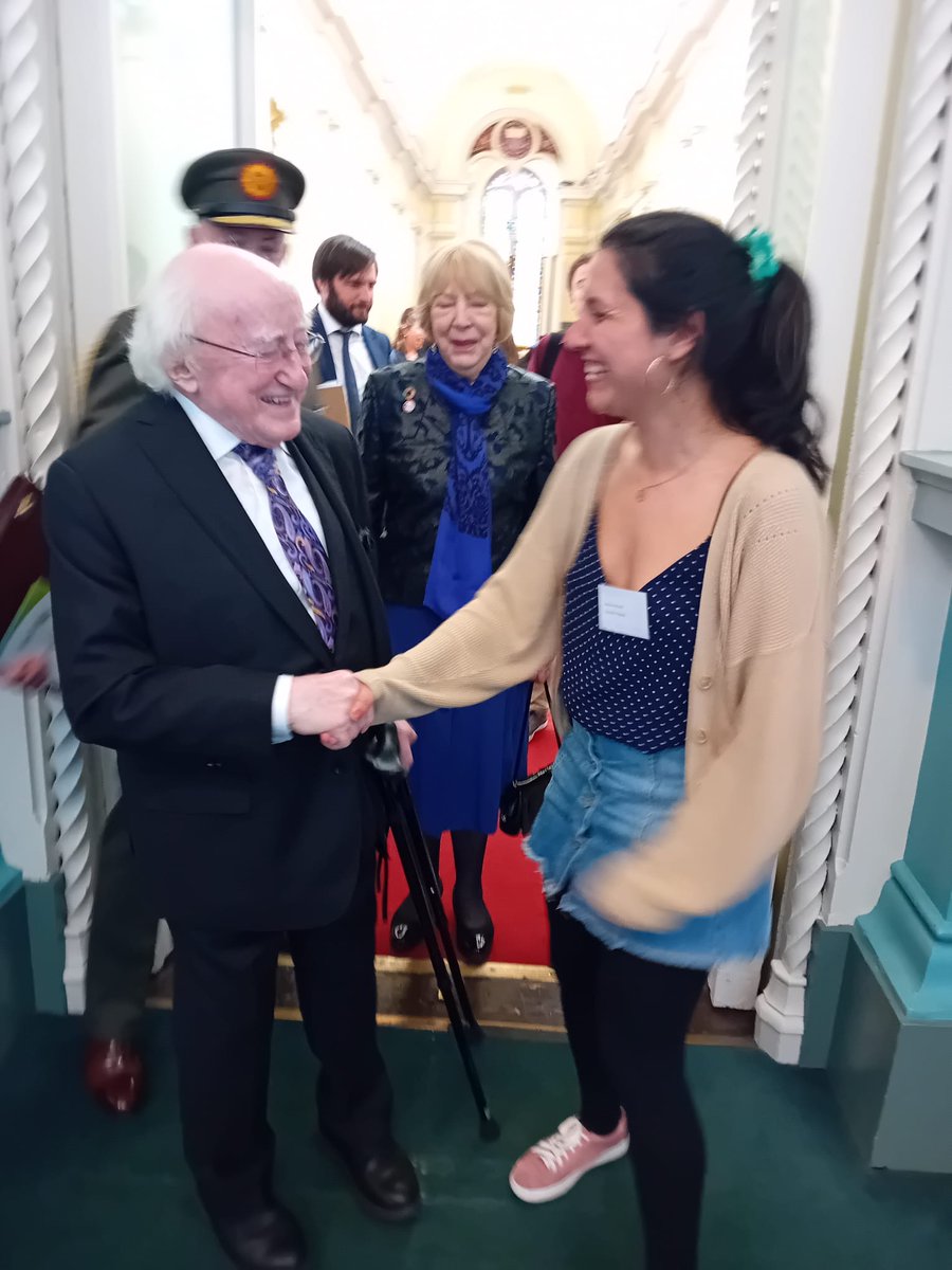 @university@Galway MA in International Development Practice Student Macarena Montero (from Chile) and the President of Ireland Michael D Higgins at the @Dochasnetwork Sustainable Development in a Time of Climate Crisis Conference on 9thMay. tinyurl.com/5vkcj4ft