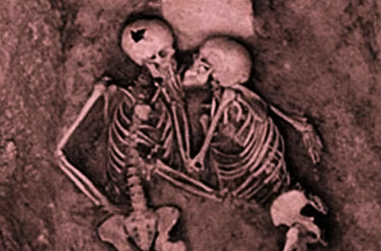 Hasanlu Lovers, The Eternal Embrace. 

The Hasanlu Lovers is the name given to the skeleton remains of two individuals found in an archaeological excavation at the site of Hasanlu in northwestern Iran. The remains date to around 800 BC during the Iron Age II period.

The pair