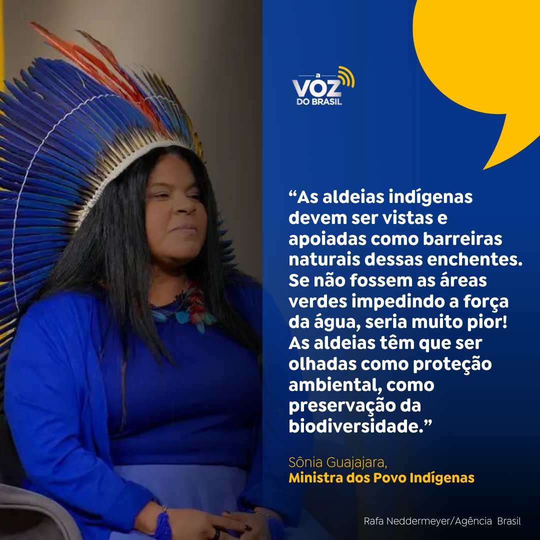 “As aldeias indígenas devem ser vistas e apoiadas como barreiras naturais dessas enchentes.' - @GuajajaraSonia dos @mpovosindigenas