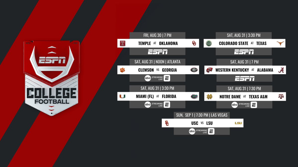 🏈 @ESPNCFB reveals marquee matchups to kick off the 2024 college football season season! 🔗 secsports.social/fb0514 #SECFB