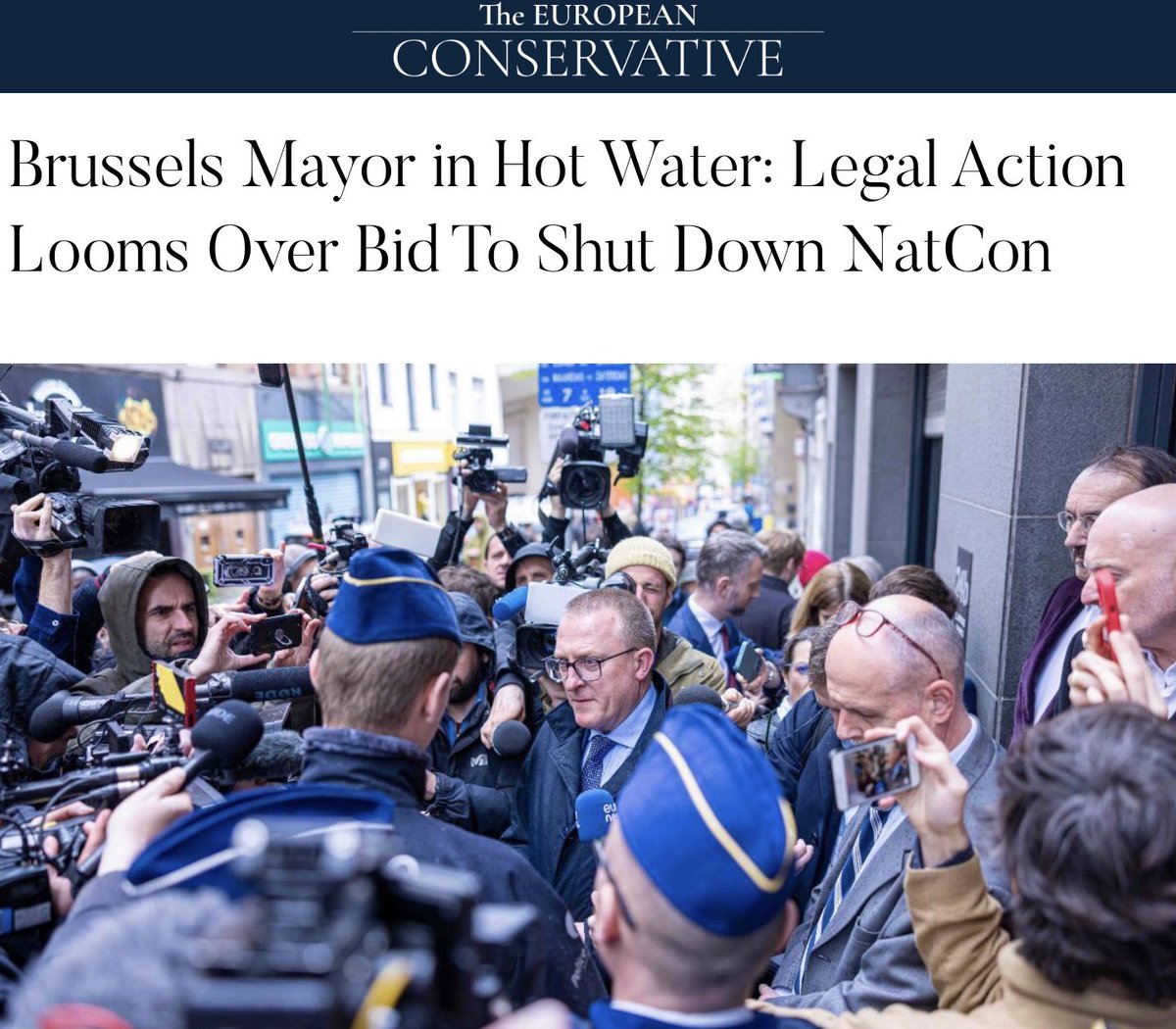 Finally… some good news coming out of Brussels. The radical Left mayor of Brussels who attempted to shut down and censor NatCon just a few weeks ago is facing legal action for attempting to infringe on the right of citizens to free speech.
