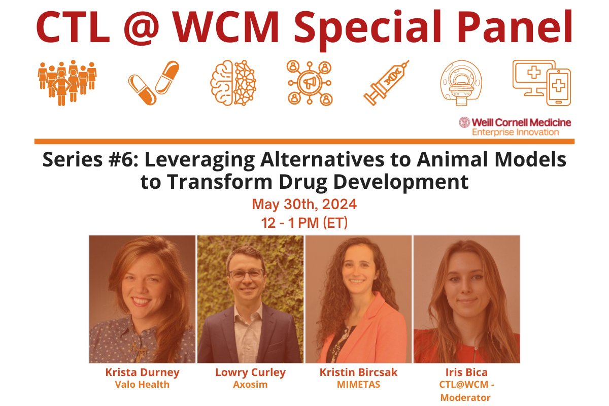 📢 Join us on May 30th, 2024 for the CTL@WCM Special Panel! 🌱💊 Discover the latest human model systems and their impact on science and business. Don't miss out! ow.ly/Rsy650RFZlV @WCM_Innovation