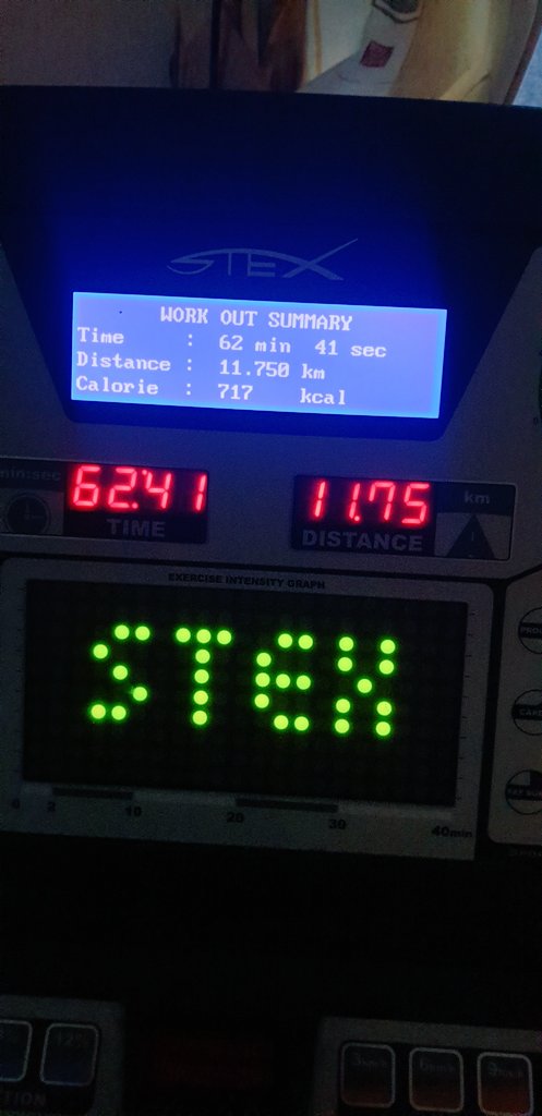 just finished my daily 1 hour and 3 minutes treadmill workout session and today I burned off 717 calories and my distance is 11.750km #fitnessjourney #workoutgoals #NeverBackDown #NoMercy #NeverGiveUp