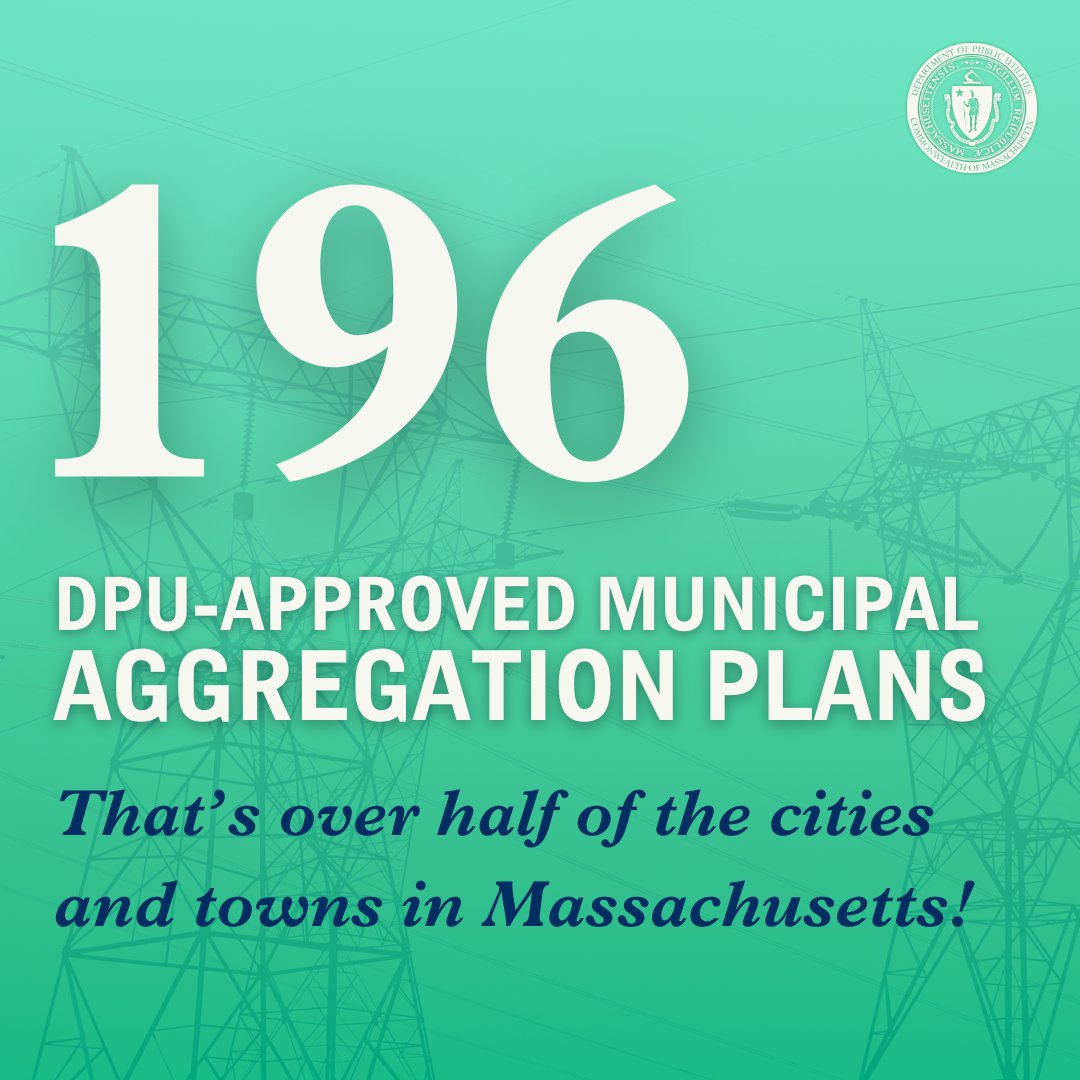 Amherst, Northampton, Pelham, and Pepperell join 192 other cities and towns in offering municipal aggregation programs that can help provide clean energy choices to local residents and businesses. Read more here: bit.ly/3yhYvHk bit.ly/4alynst