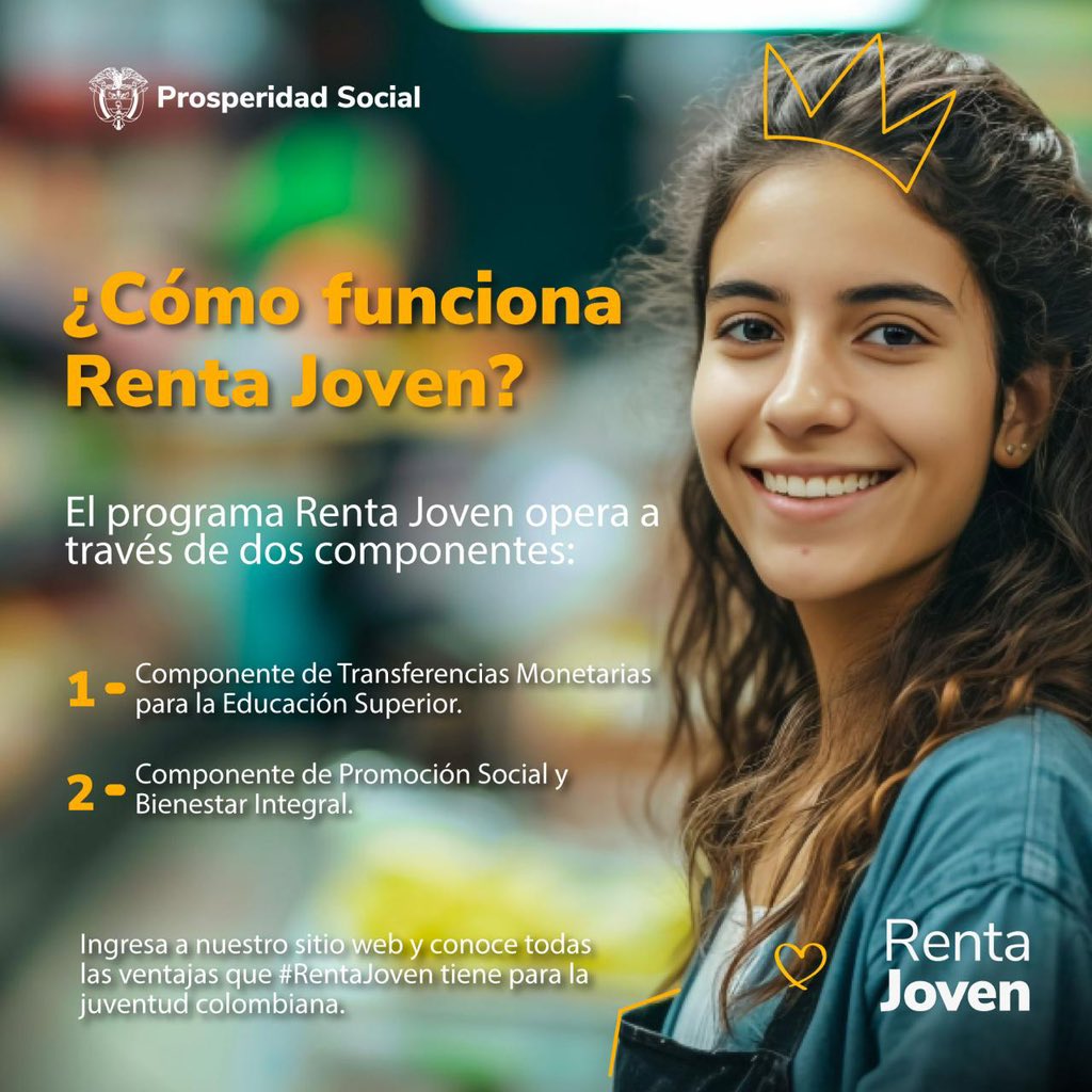 El programa #RentaJoven surge para contribuir a la inclusión social y económica de las juventudes y promover la consolidación de trayectorias de vida desde la dignidad y la garantiza de derechos. Visita 👉 prosperidadsocial.gov.co/sgpp/transfere…