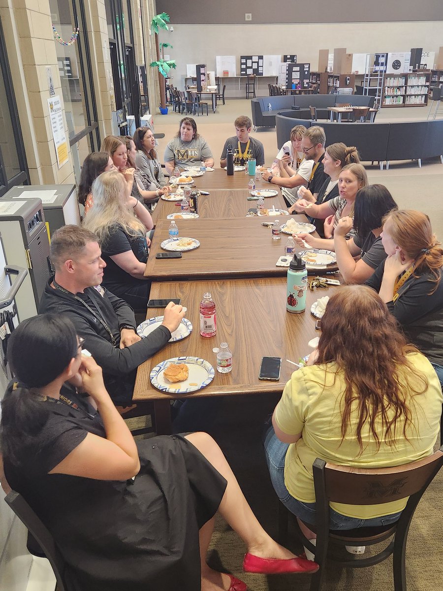 Many of our @2018Memorial English teachers and Social Studies teachers joined forces today at lunch. The mission was to welcome Mrs. Jordan, Mr. Sickler and Mrs. Webb into their new roles supporting these wonderful departments in 2024-2025!