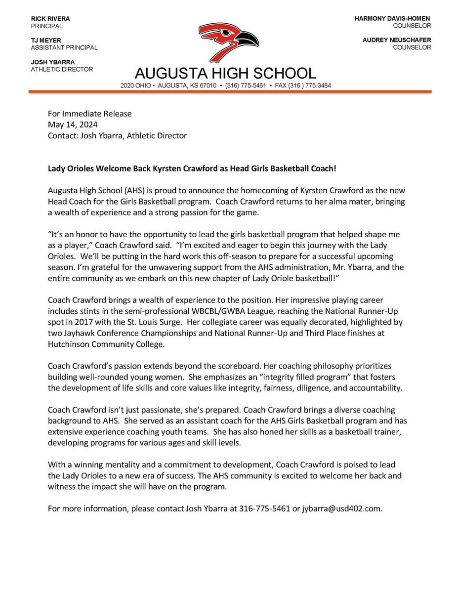 Augusta High Orioles tweet media