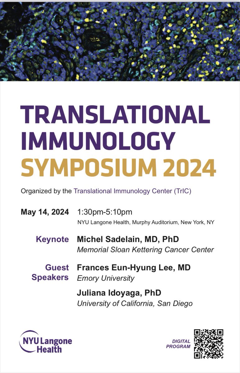 An amazing day dedicated to translational immunology. Organized by Boris Reizis. @nyugrossman @NYUGSOM_Path #immunology #immunotherapy #CAR-T
