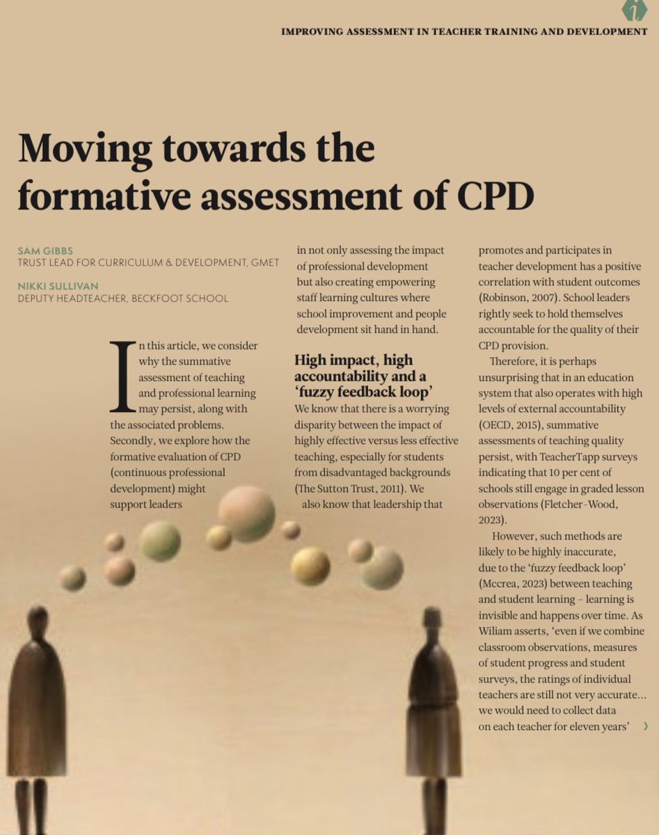 Thrilled to have our perspective piece published in the new edition of @CharteredColl Impact journal - exploring how we might formatively assess CPD to maximise impact. @Nikki__Sullivan