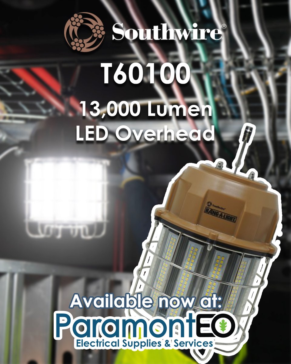 ParamontEO's tweet image. The @Southwire T60100 is ready to hang right out of the box, making setup quick and easy. In stock and available now at our Will Call Counter!

#TemporaryLighting #IndustrialLighting #WorkLighting