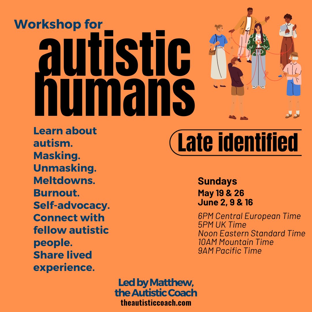 Join my workshop specifically designed for late ID/DX #ActuallyAutistic adults Find support and insights tailored to your experiences ! 👉🏽 Next late identified group starts May 19th ! ☑️ Register on my website #Autism #ActuallyAutistic #Workshop #autismsupport #autisticadult