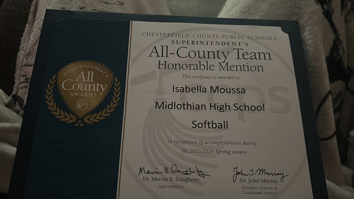 Super blessed to have received a Honorable Mention All -County award today for this high school season! @midlotrojansb @LLG_MW @LLGCOACH @Org_LLG @coach_emmag @coachmegsmith @chiddy3 @KevinMaguireSB @UACoachMurphy @Coach_A_Mo @hunter_bunch10