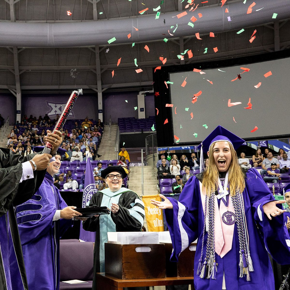 Happy 'grad-iversary' to our Class of 2023! One year ago today, you became TCU alumni! #FrogForLife 💜