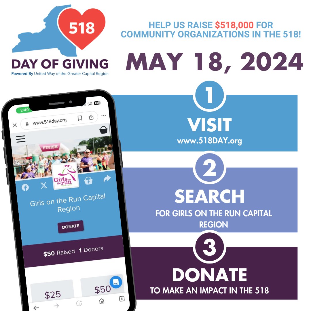 We’re so excited to be a part of 518 Day of Giving! You can support our campaign by visiting 518day.org and donating on May 18. 

#givingday #girlsontherun #518day