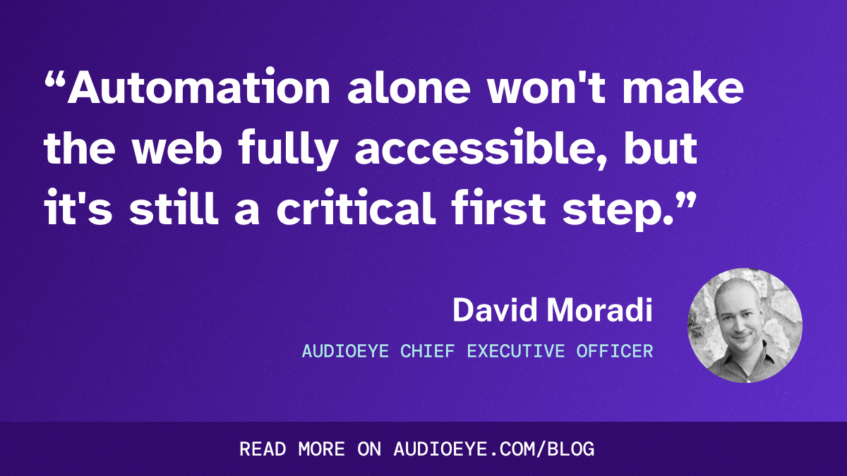 AudioEye's CEO, David Moradi, explains how combining automation and human expertise improves digital accessibility. Learn more at hubs.li/Q02x8m1w0.  #DigitalAccessibility #InclusiveDesign #AudioEye #AccessibilityMatters #TechForAll