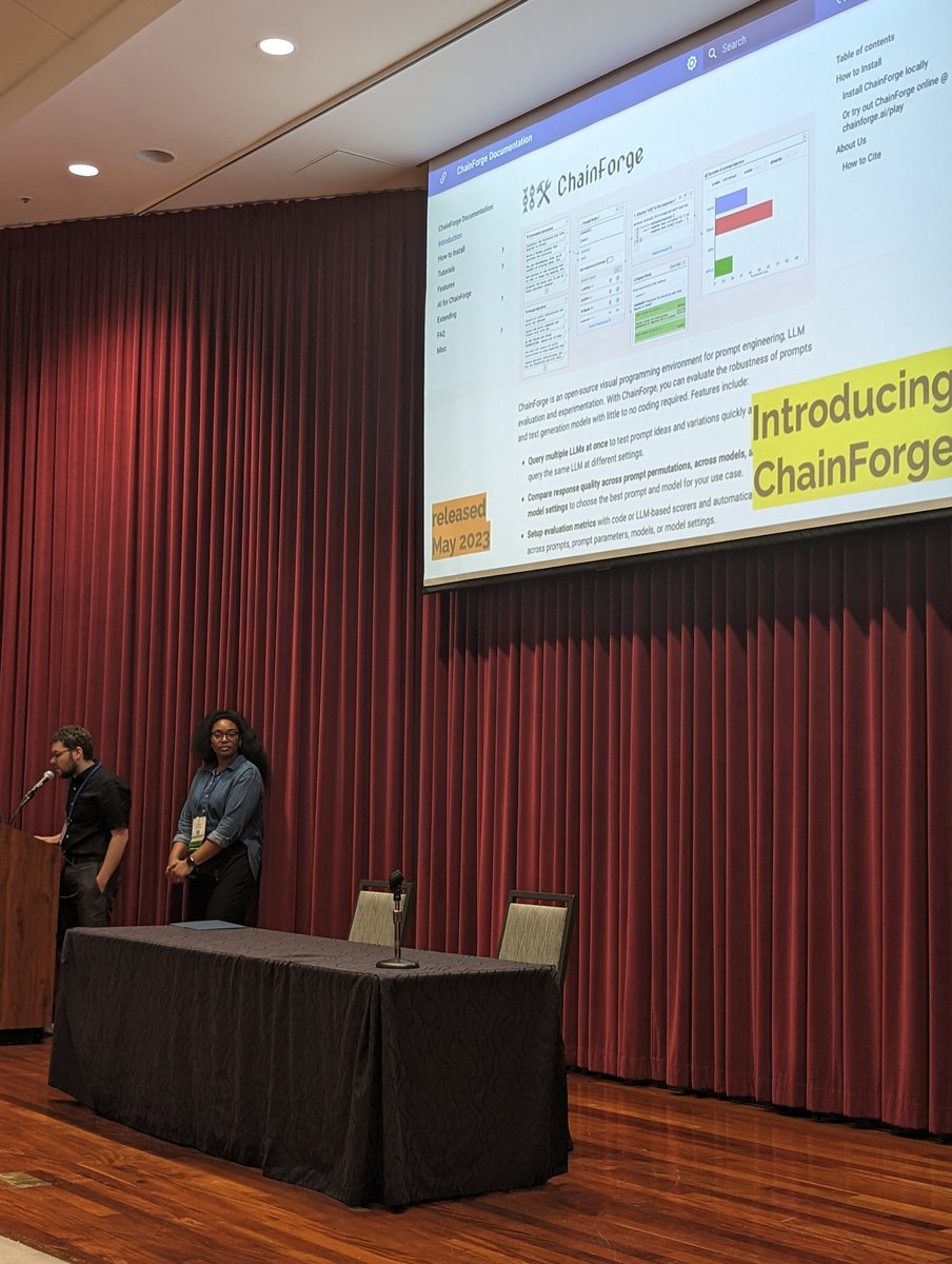 @tae_skim @UjLaw ChainForge—available to test at chainforge.ai/play and developed by @IanArawjo Swoopes @priyanvaithi @wattenberg @roboticwrestler—is an intuitive tool to 'chain' together various LLM prompts and evals for hypothesis testing. It's already been used in other #CHI2024 papers!