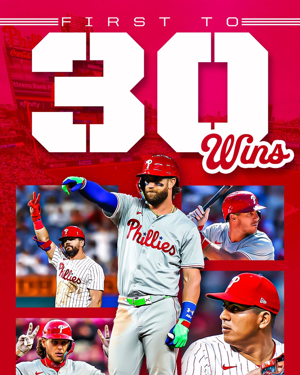 They just keep ringing that bell! 🔔 The @Phillies are the first team to 30 wins!