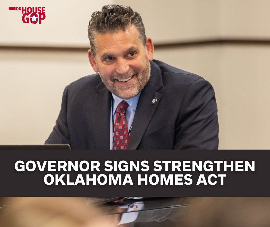 The governor recently signed legislation to provide financial grants to construct or retrofit homes against the destructive forces of tornadoes, windstorms, and hail. Read more: okhouse.gov/posts/news-202… #okleg