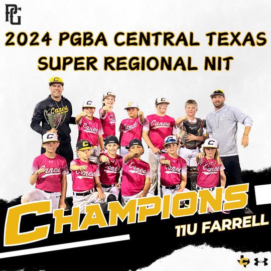 😎 Look good. Play good. #CanesSW 11U Farrell added another 🏆 by winning 🥇 @perfectgameusa Central Texas Super Regional NIT. This team continues performs at a high level and, most importantly, has FUN. 👏🤩