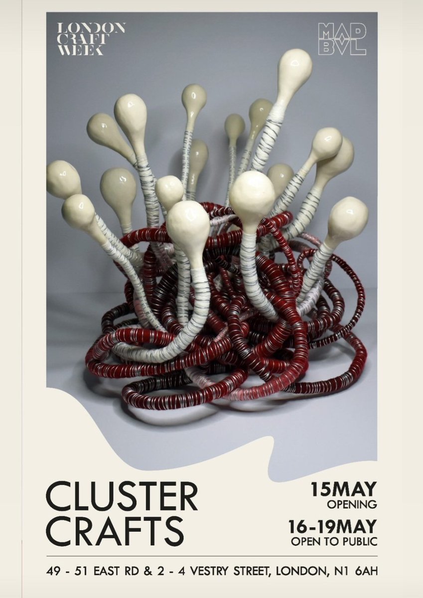 So looking forward to the opening evening for <a href="/Cluster_London/">Cluster London Fairs</a> Craft fair tomorrow,  May 15th 5.30 - 8.30pm in partnershipwith <a href="/Londoncraftweek/">London Craft Week</a> &amp; @madvbl. For free entry tickets RSVP at: @tinyurl.com/ClusterCrafts
#londoncraftweek #contemporartcraft #art