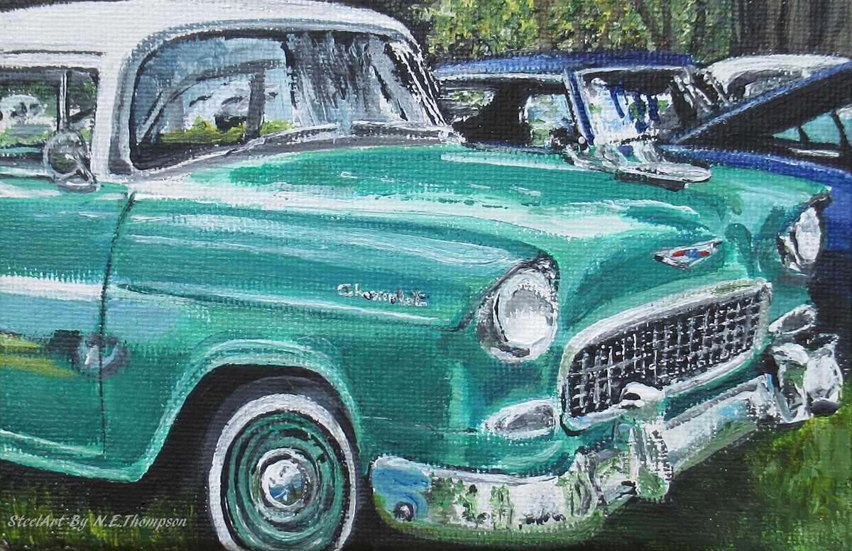 On this day in 2023, I completed my miniature acrylic painting 'Car Show Season.'

#artist #classiccar #art #traditionalart #throwback #acrylicpainting #painting