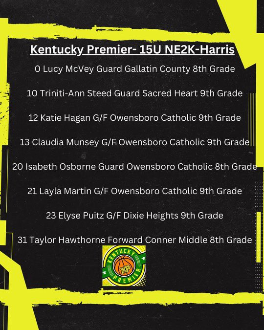 My @KentuckyPremier team and our schedule for this weekends The Classic. @alyxwhite_ @PGHKentucky @Dmcvey775