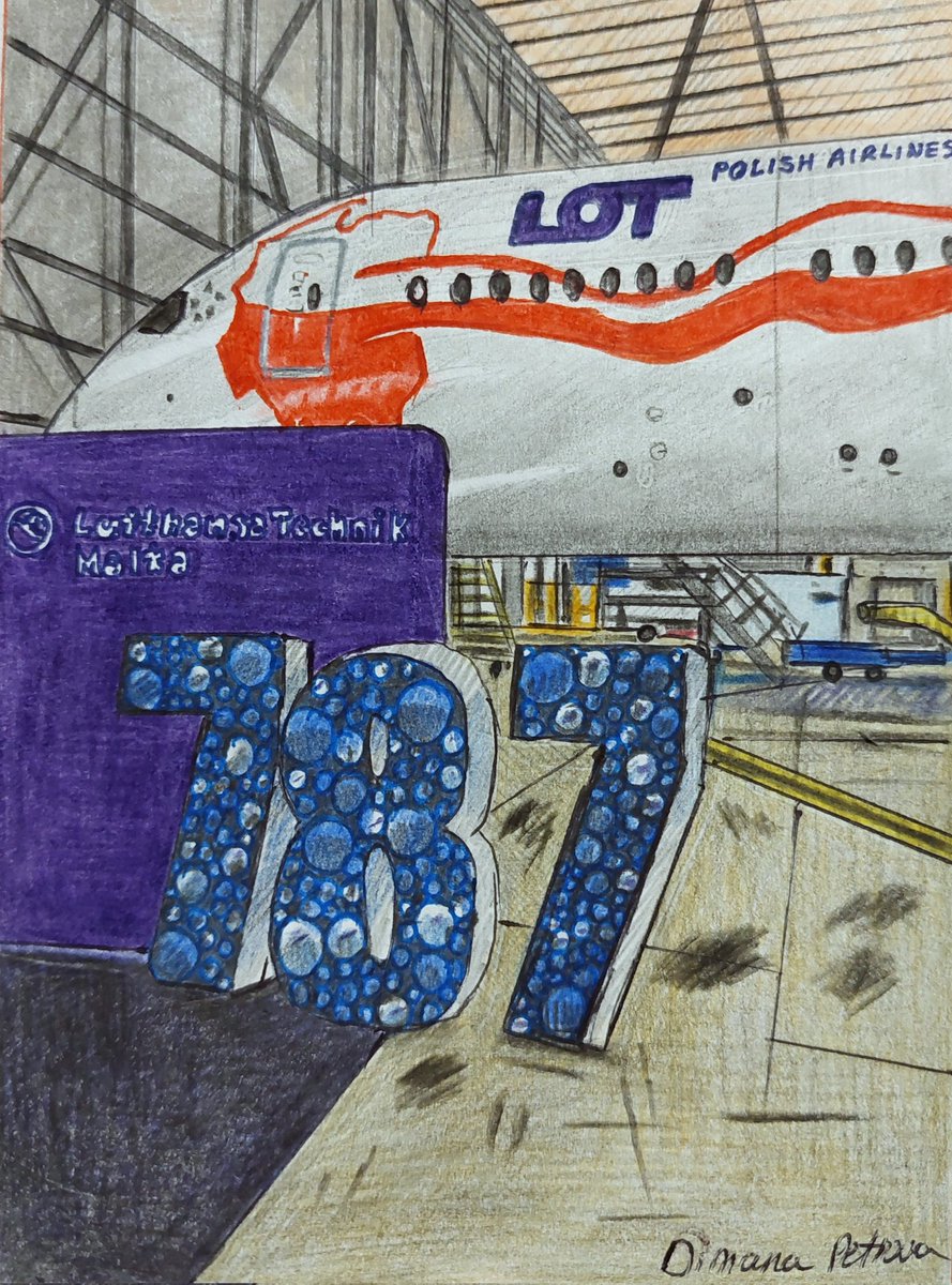 Boeing 787-9 SP-LSC painted in 'Polish Independence' livery of @LOTPLAirlines at Lufthansa Technik Malta Ltd. hangar on April 7th, 2024.
Photo credits: @LHTechnik
Drawn with Faber Castell pens.
#LufthansaTechnik #LufthansaTechnikMalta #LOTPolishAirlines #LOT