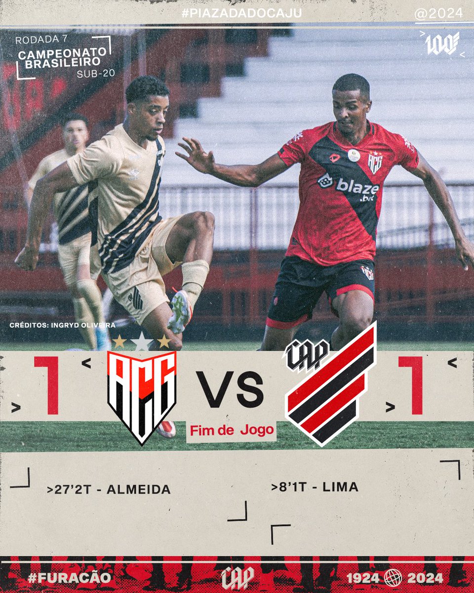 Tudo igual no Brasileiro Sub-20. O próximo jogo da piazada no torneio será contra o Fluminense, no dia 22/05, no CAT Caju. 📸 Ingryd Oliveira #Athletico #PiazadaDoCaju