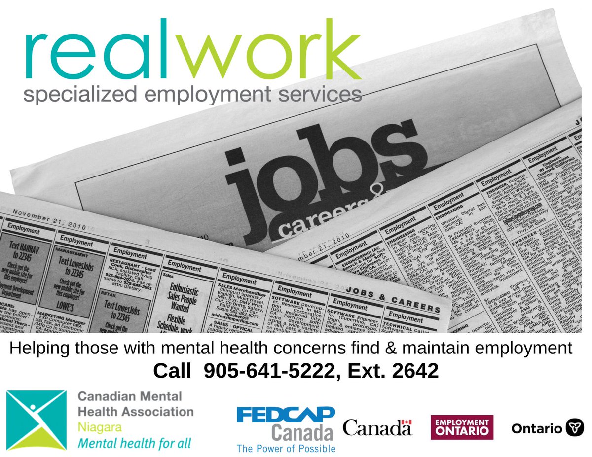 CMHA Niagara offers employment support to those navigating a mental health concern. Call to learn more about the skills, services, counselling, and strategies that may help you to find and maintain meaningful employment.
