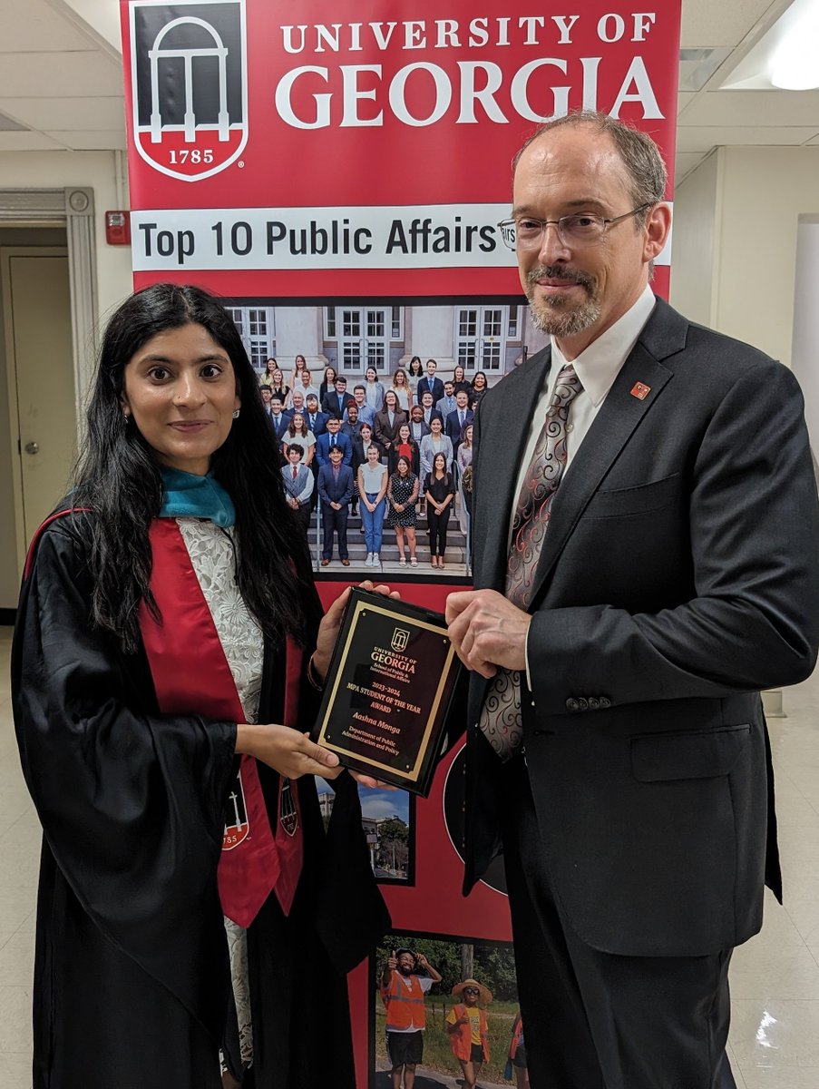 Congratulations to Aashna Monga for being selected by faculty as our MPA Student of the Year!!! 🎉🌟

#UGASPIA
#UGA2024
#GradStudies
#CommitTo #PublicService