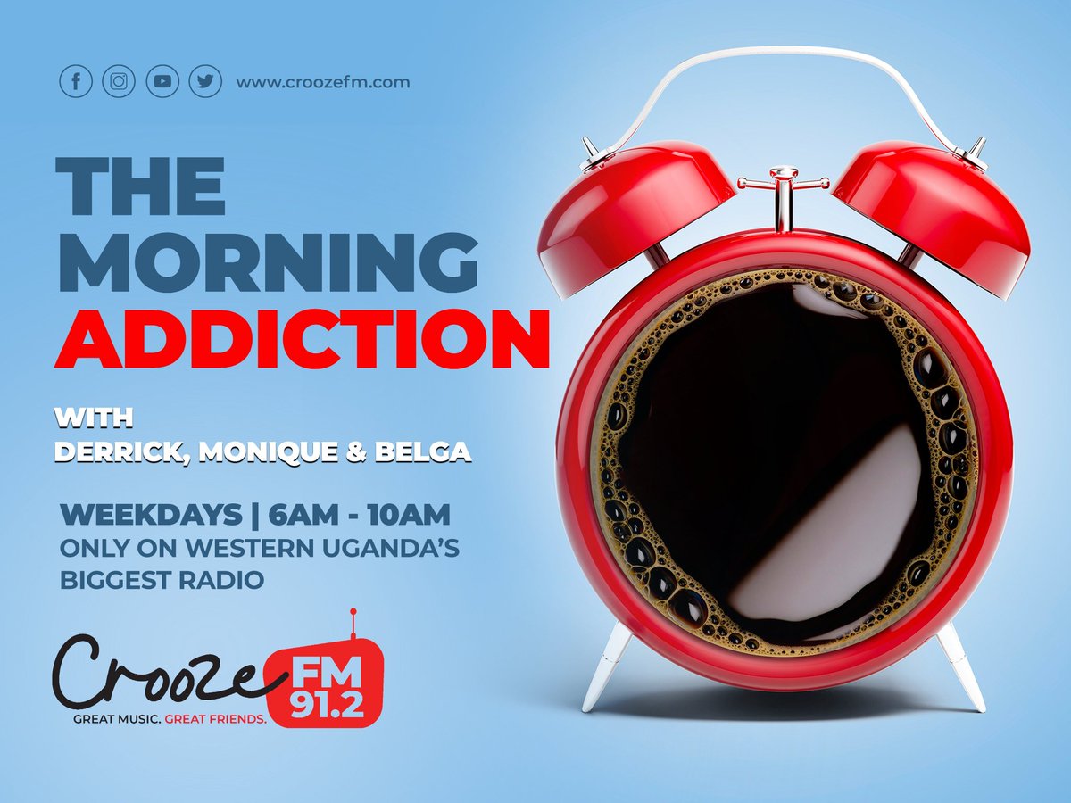 It's wednesday already! Mid week vibes only on #TheMorningAddiction with the usual suspects, @23Mbabazi @BelgaLive1997 and @DerrickAshimwe Turn up and let's wash that morning laziness away. Dont be left out, seal the hour and take a front seat.