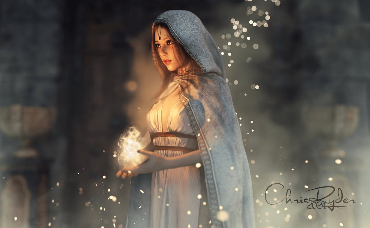 This is 'Magia Luminis' made by the talented, chrisryder123! A #3D rendition of a white mage made in #DazStudio 🪽🌟