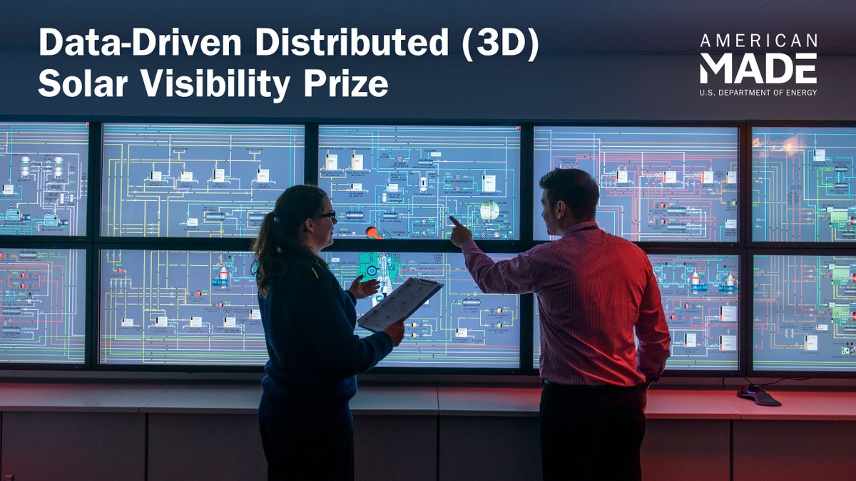 Help improve visibility of solar distribution systems and their operating conditions—to help optimize distributed energy resources—through the new $175K Data-Driven Distributed (3D) Solar Visibility Prize! Learn more & get involved: bit.ly/4aamVjd