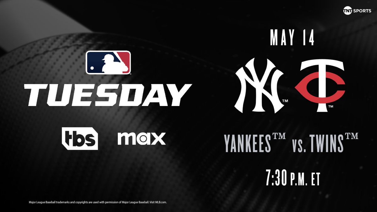 Tune in tonight at 7 PM ET for an exciting MLB matchup! ⚾️ @Yankees vs @Twins 📺 @TBSNetwork + @SportsonMax