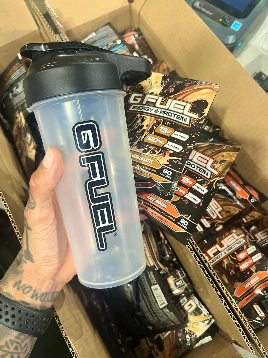 🤎 RT to win a G FUEL ENERGY + PROTEIN STARTER KIT! 2 winners picked tomorrow bc guess what? THESE BABIES LAUNCH TOMORROW @ 12PM ET! 🗿