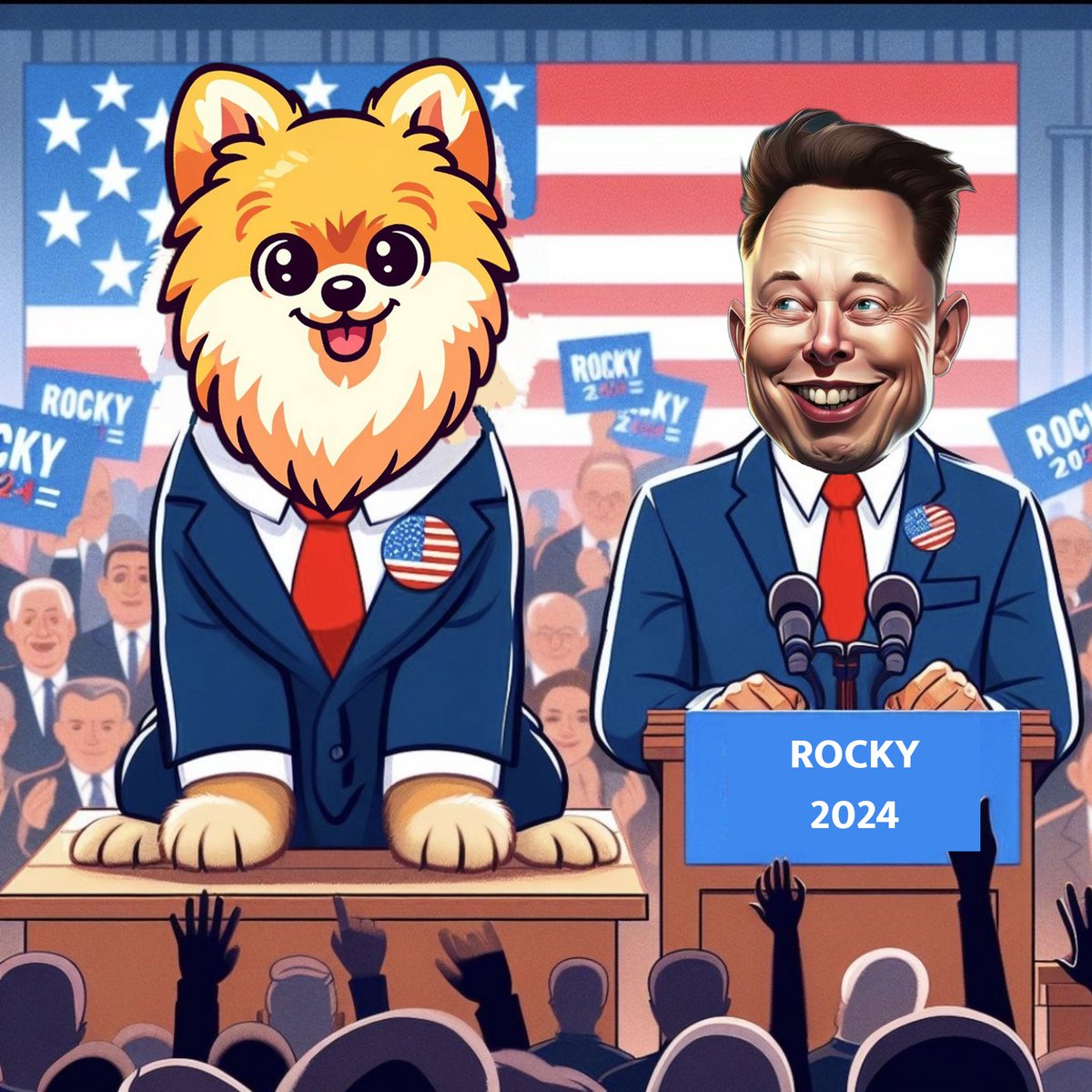 BREAKING: .@elonmusk is endorsing $ROCKY in his 2024 presidential camping.

.@RockyCoinBase #ROCKYMEMES
